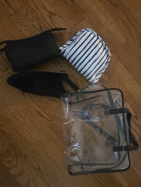 Target Clear Travel Pouch Set with Black Trim and Black-Striped Pouch